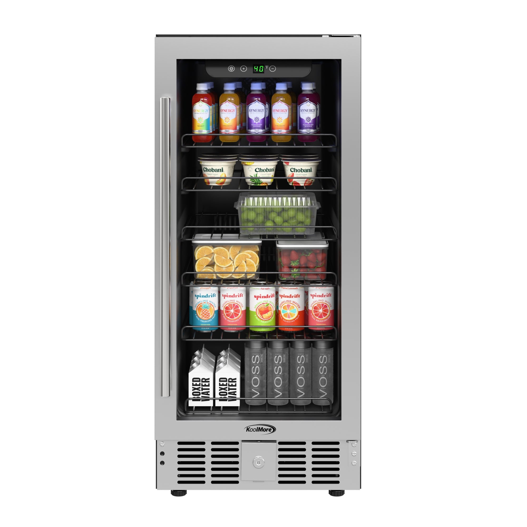 15 Small Stainless Steel, Glass-Door Built-In Refrigerator and