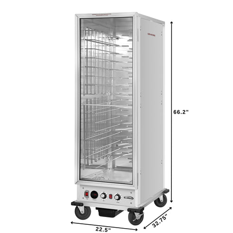 33 in. Commercial Non-Insulated Heated Holding/Proofing Cabinet with Glass Door and Wire Racks in Silver (KM-CHP36-WNGL)