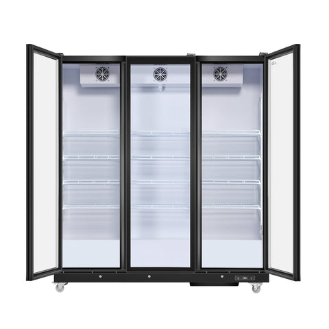 71 in. Commercial 3 Fully Glass Door Merchandiser Refrigerator, 46 cu. ft., ETL Listed in Black (KM-MDR-3FGD)