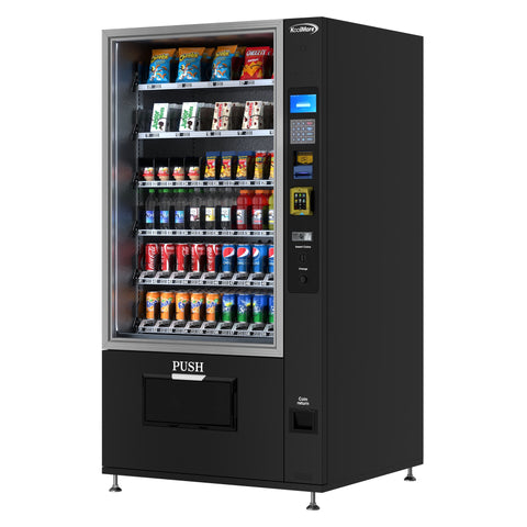 Refrigerated Snack Vending Machine with 60 Slots, Credit Card Reader and Coin/Bill Acceptor in Black (KM-VMR-40-BCR)
