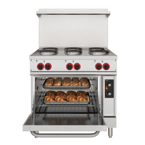 36 in. Commercial Electric Range with 6 Burners and 1 Standard Electric Oven in Stainless Steel - 208V 3-Phase (KM-CR36-E)