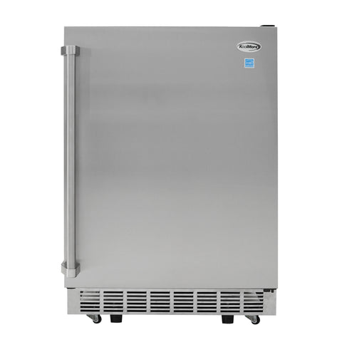 24 in. Outdoor Kitchen Stainless Steel Refrigerator 5.5 cu. ft. Capacity with Automatic defrost, Blue LED Lighting and IPX4 Rating, CSA Listed (KM-OKS-OFRC-58SS)