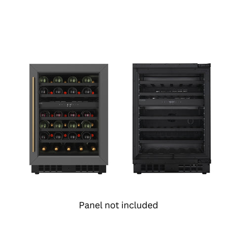 KoolMore Reserve 24 in. Under-Counter Panel Ready Dual Zone Built-in Wine Cooler with Black Shelves and 45 Bottle Capacity in Black (KM-CW46DZ-BPR)