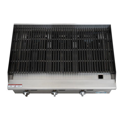 36 in. Commercial 3-Burner Natural Gas Charbroiler with 90,000 BTU in Stainless-Steel (KM-GCB3-36M)