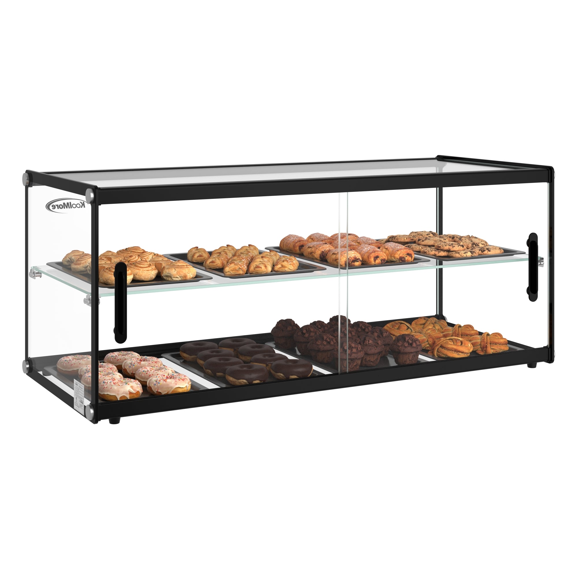 Dispay Box File 36 in. 2 Tiered Pastry Display Case With Shelf and Sliding Door, 4.2 c ...