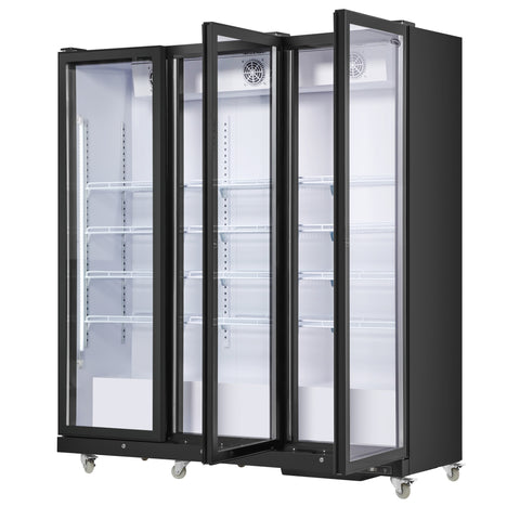 71 in. Commercial 3 Fully Glass Door Merchandiser Refrigerator, 46 cu. ft., ETL Listed in Black (KM-MDR-3FGD)