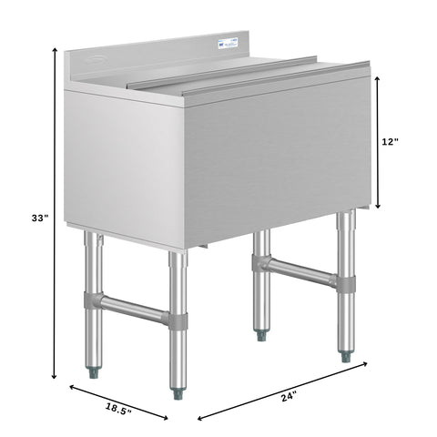 24 in. Commercial Underbar Ice Bin with Siding Lid in Stainless Steel (KM-UIB-1824)