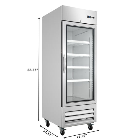 27 in. Commercial One Glass Door Convertible Reach-In Refrigerator/Freezer with 23 Cu. Ft. Capacity in Stainless Steel, ETL Listed (KM-RIC-1DGD)