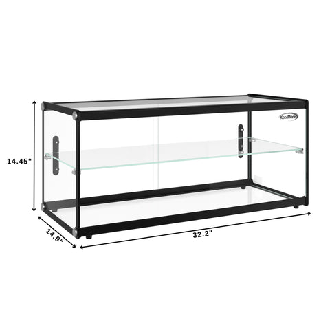 33 in. 2 Tiered Pastry Display Case With Shelf and Sliding Door, 3.2 cu. ft. Capacity, ETL Listed (KM-DC-3CSBK)