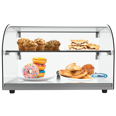22 in. Commercial Countertop Bakery Display Case with Front Curved Glass and Rear Door, 1.5 cu. ft.