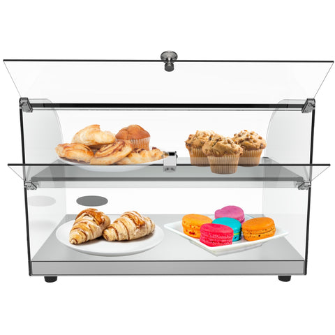 22 in. Commercial Countertop Bakery Display Case with Front Curved Glass and Rear Door, 1.5 cu. ft.