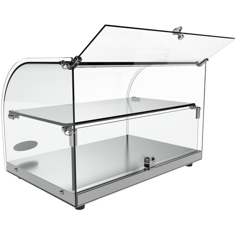 22 in. Commercial Countertop Bakery Display Case with Front Curved Glass and Rear Door, 1.5 cu. ft.