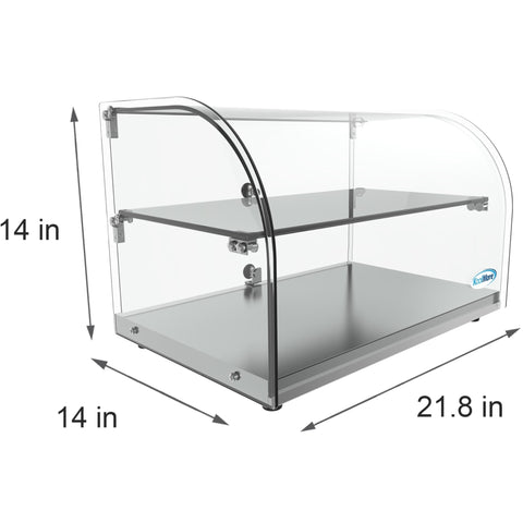 22 in. Commercial Countertop Bakery Display Case with Front Curved Glass and Rear Door, 1.5 cu. ft.