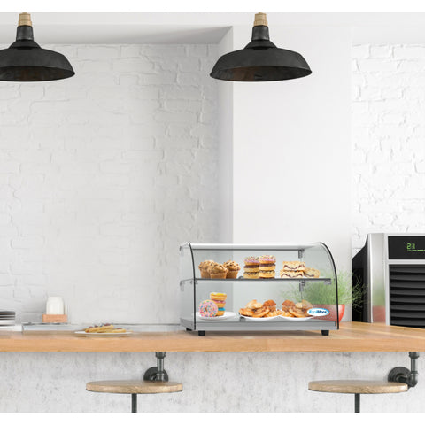 22 in. Commercial Countertop Bakery Display Case with Front Curved Glass and Rear Door, 1.5 cu. ft.