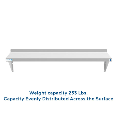 12" x 48" 18-Gauge Stainless-Steel Heavy Duty Wall Shelf