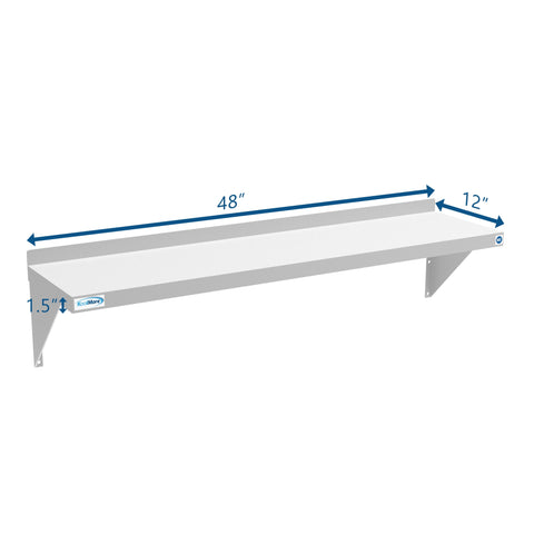 12" x 48" 18-Gauge Stainless-Steel Heavy Duty Wall Shelf