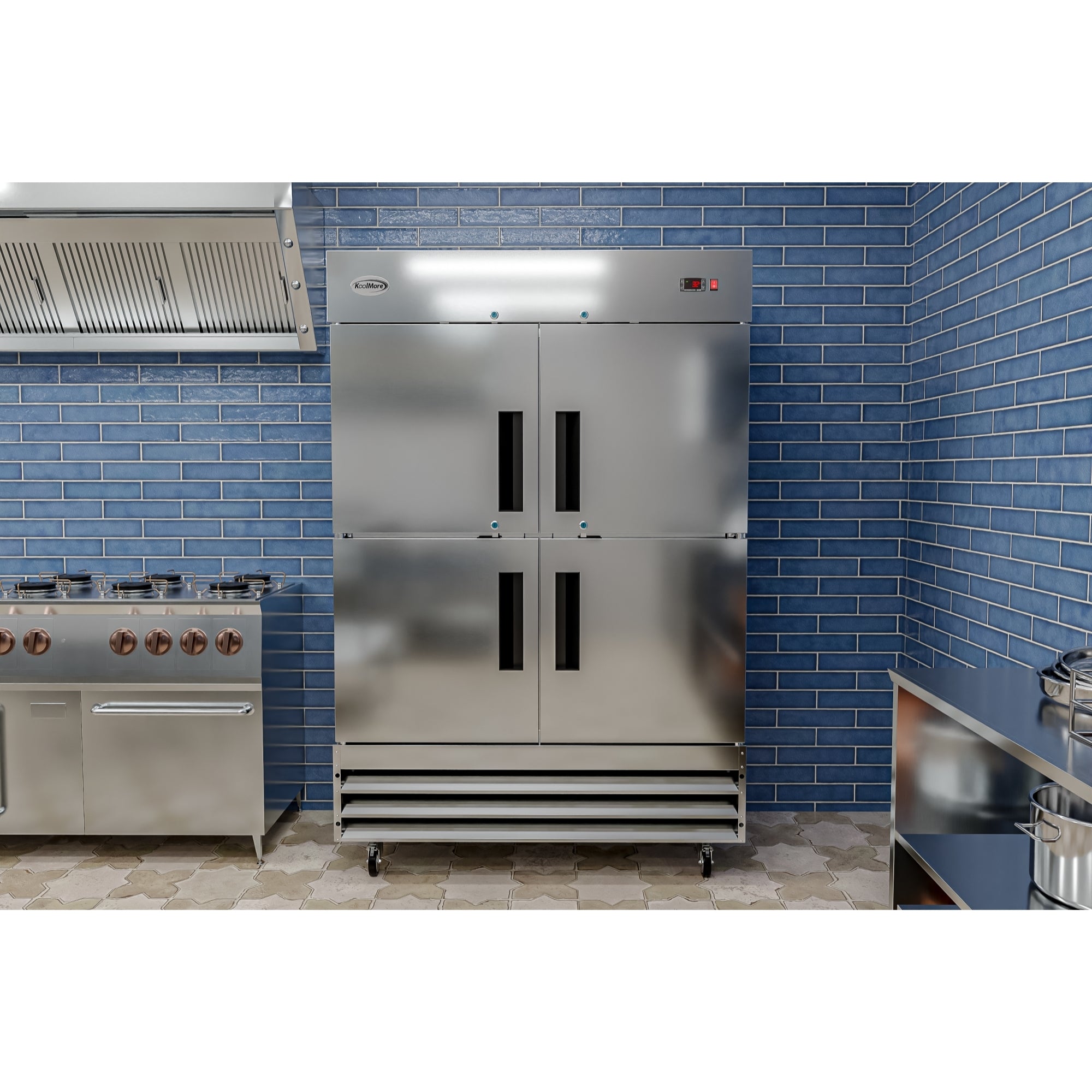 54 in. Commercial Stainless Steel Solid Half Door Reach-In