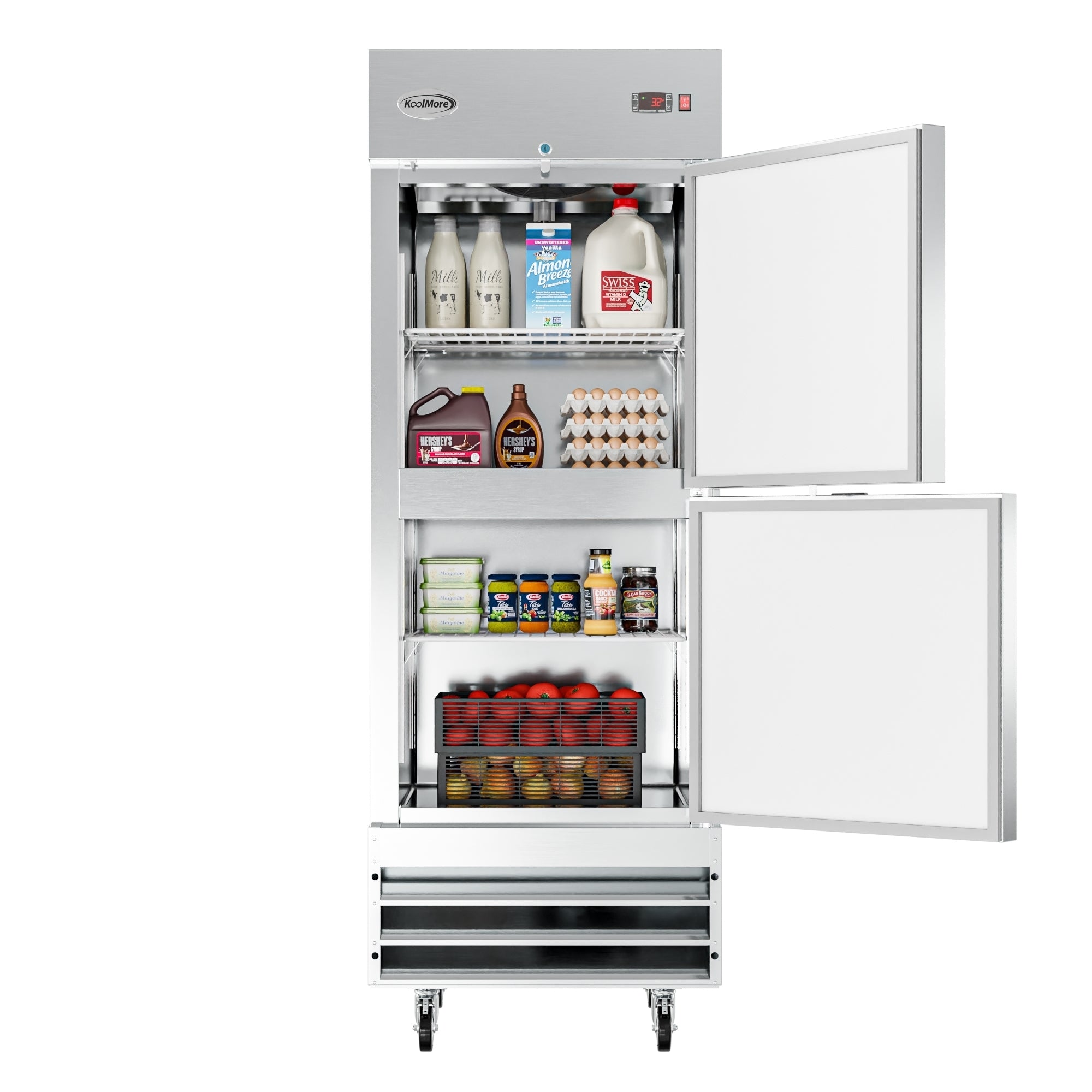 29 in. Commercial Stainless Steel Solid Half Door Reach-In