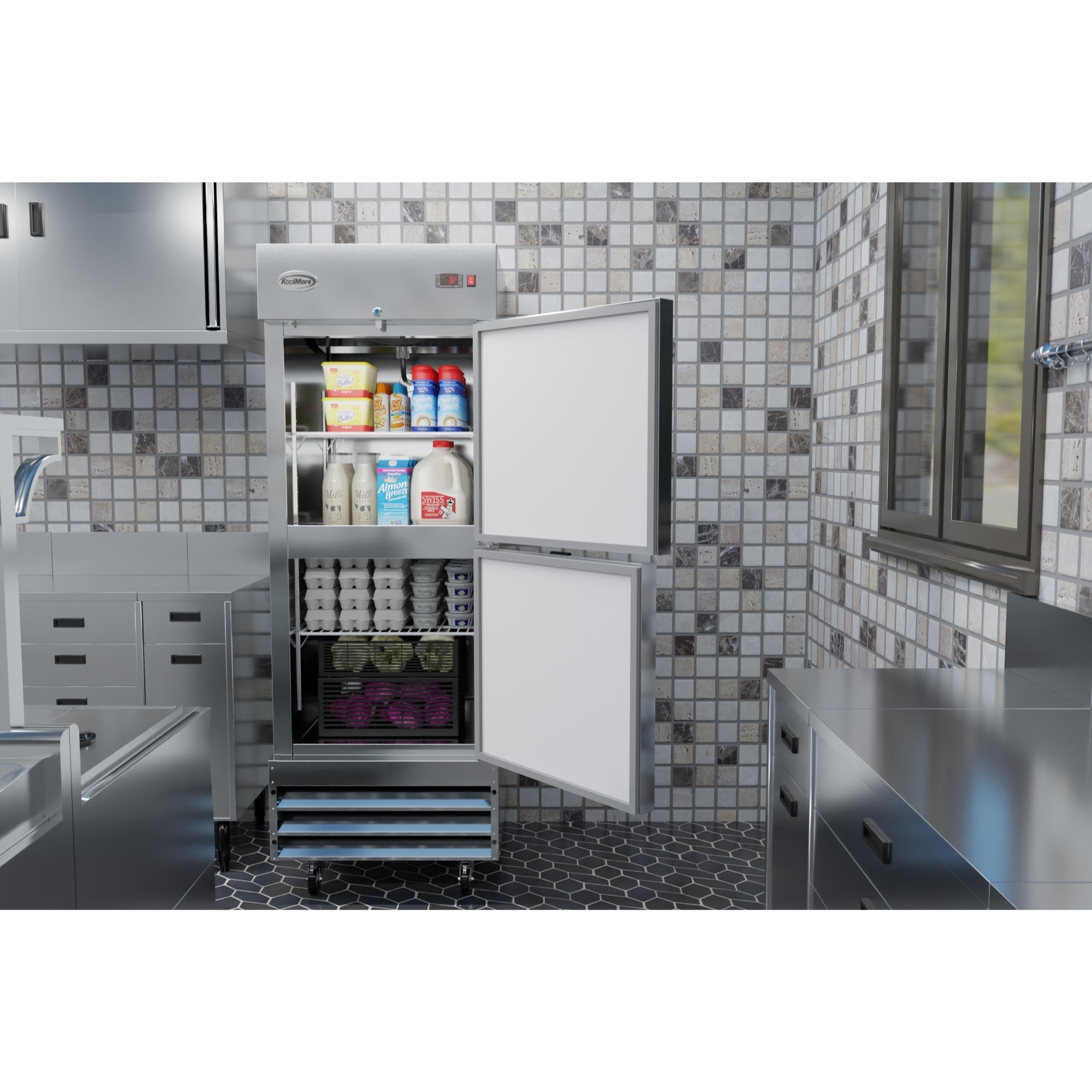 29 in. Commercial Stainless Steel Solid Half Door Reach-In