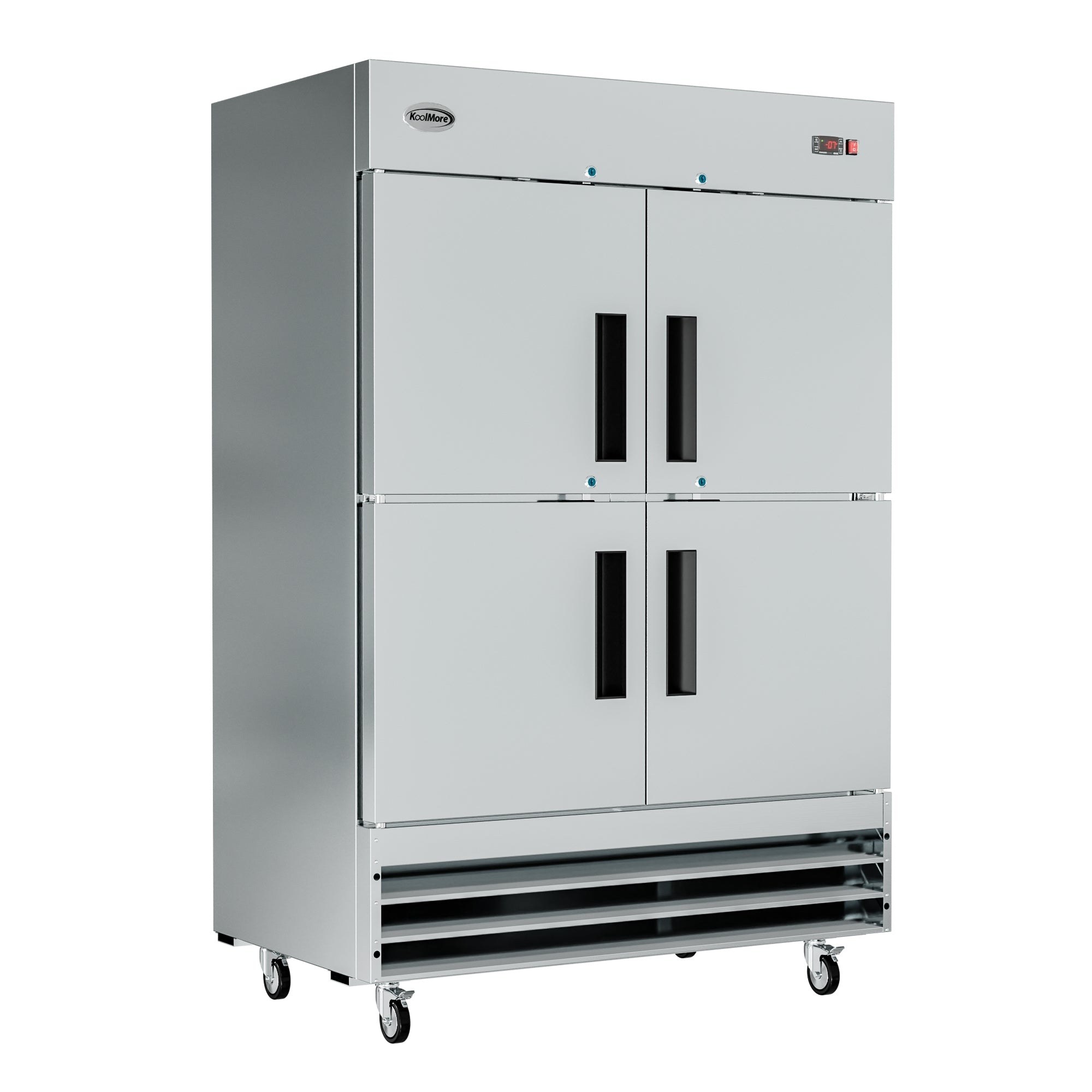 54 in. Commercial Stainless Steel Solid Half Door Reach-In Freezer