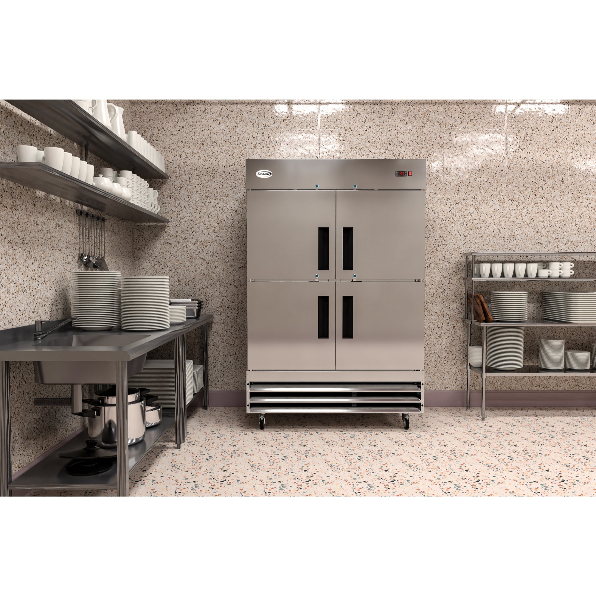 coolmore  47 in. Commercial Two Glass Door Back Bar Cooler Refrigerator with