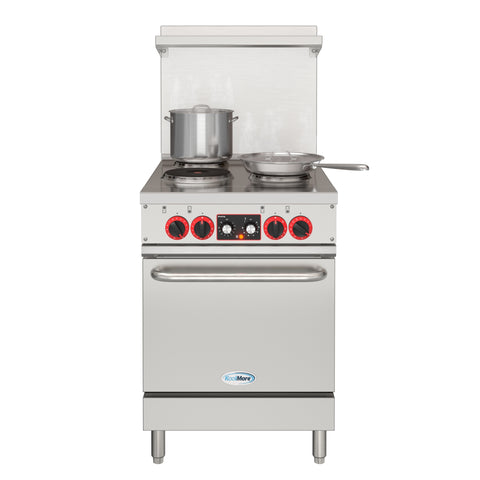 24 in. Commercial Electric Range with 4 Burners and 1 Standard Electric Oven in Stainless Steel - 208V 3-Phase (KM-CR24-E)