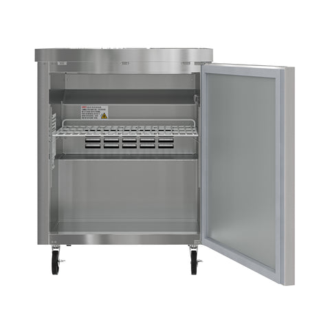 27 in. One Door Commercial Undercounter Refrigerator 5 cu. ft. in Stainless-Steel (KM-UCR-1DSS)