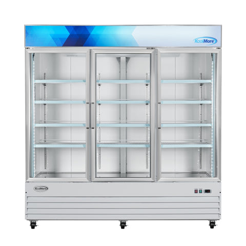 80 in. 3-Door Commercial Display Merchandiser Freezer 52 cu. ft. in White (MDF-3GD-52C-WH)