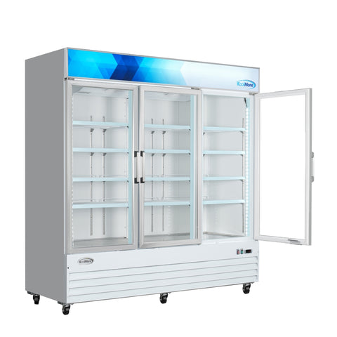 80 in. 3-Door Commercial Display Merchandiser Freezer 52 cu. ft. in White (MDF-3GD-52C-WH)
