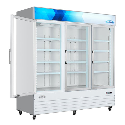 80 in. 3-Door Commercial Display Merchandiser Freezer 52 cu. ft. in White (MDF-3GD-52C-WH)