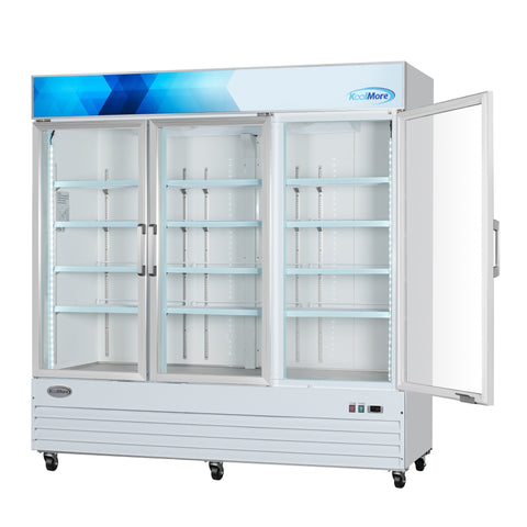 80 in. 3-Door Commercial Display Merchandiser Freezer 52 cu. ft. in White (MDF-3GD-52C-WH)