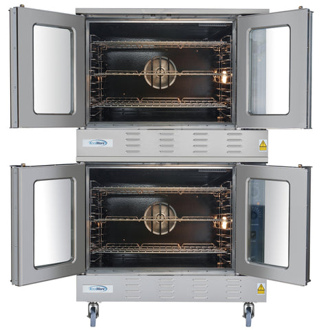 38 in. Full Size Double Commercial LP Convection Oven 108,000 BTU Total with Stacking Kit and Casters
