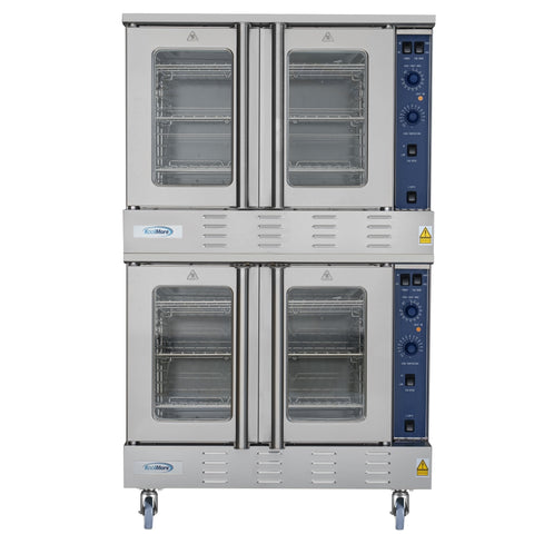 38 in. Full Size Double Commercial Natural Gas Convection Oven 108,000 BTU Total with stacking And Casters