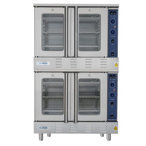 38 in. Full Size Double Commercial Natural Gas Convection Oven 108,000 BTU Total with Stacking Kit
