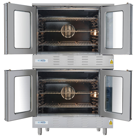 38 in. Full Size Double Commercial Natural Gas Convection Oven 108,000 BTU Total with Stacking Kit