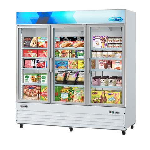 80 in. 3-Door Commercial Display Merchandiser Freezer 52 cu. ft. in White (MDF-3GD-52C-WH)