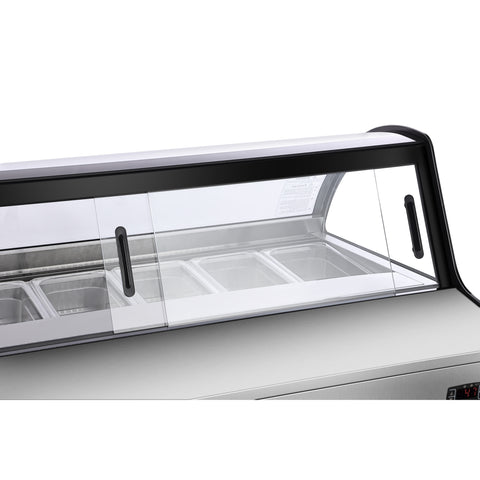 46 in. Countertop Gelato Display Case with 6 Pans and Built-in Glass Sneeze Guard in Stainless-Steel