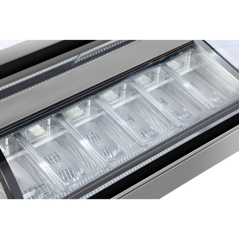 46 in. Countertop Gelato Display Case with 6 Pans and Built-in Glass Sneeze Guard in Stainless-Steel