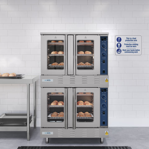 38 in. Full Size Double Commercial LP Convection Oven 108,000 BTU Total With Stacking Kit
