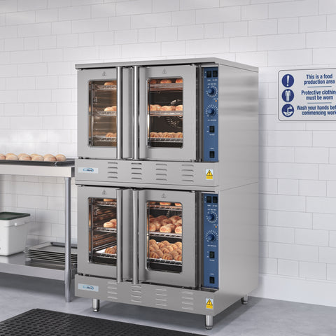 38 in. Full Size Double Commercial LP Convection Oven 108,000 BTU Total With Stacking Kit