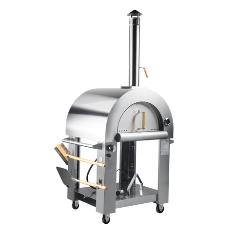 32 in. Outdoor Propane and Wood Fired Pizza Oven in Stainless-Steel (KM-OKS-DFPO)