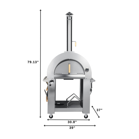 32 in. Outdoor Propane and Wood Fired Pizza Oven in Stainless-Steel (KM-OKS-DFPO)