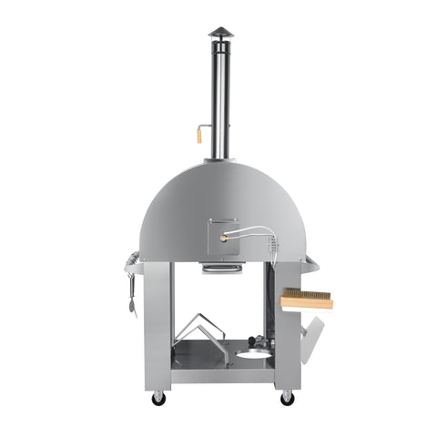 32 in. Outdoor Propane and Wood Fired Pizza Oven in Stainless-Steel (KM-OKS-DFPO)