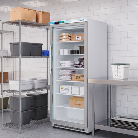 21 Cu. Ft. Commercial  Freezer with Glass Door in White - Manual Defrost