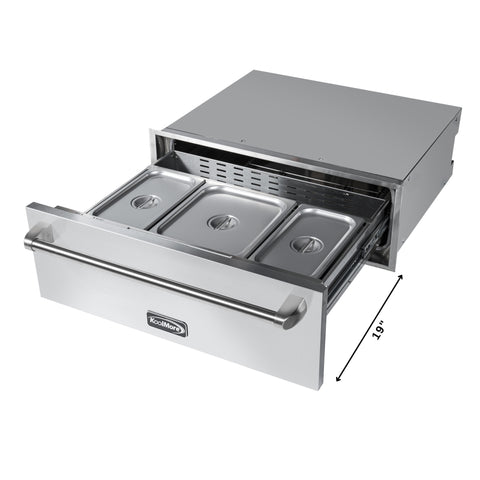 30 in. Warming Drawer with Three Compartments in Stainless-Steel (KM-RWD-30SS)
