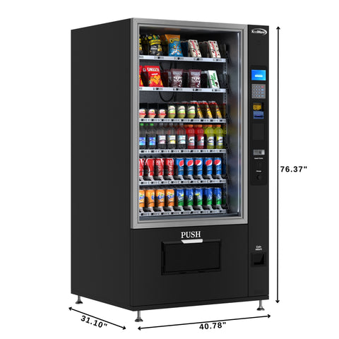 Refrigerated Snack Vending Machine with 60 Slots and Coin/Bill Acceptor in Black (KM-VMR-40-BC)