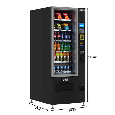Refrigerated Snack and Drink Vending Machine with 36 Slots Featuring Credit Card Reader and Bill Acceptor in Black (KM-VMR-30-BR)