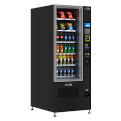Refrigerated Snack and Drink Vending Machine with 36 Slots Featuring a Credit Card Reader and Coin/Bill Acceptor in Black (KM-VMR-30-BCR)
