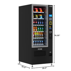 Refrigerated Snack and Drink Vending Machine with 36 Slots Featuring a Credit Card Reader and Coin/Bill Acceptor in Black (KM-VMR-30-BCR)
