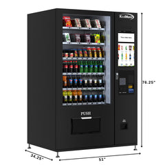 Refrigerated Snack and Drink Vending Machine with 60 Slots and 22 Inch Touch Screen in Black